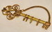 Mosazný věšák na klíče zlatý nástěnný do předsíně