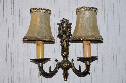 Nástěnná lampa mosazná dvojče zlatá