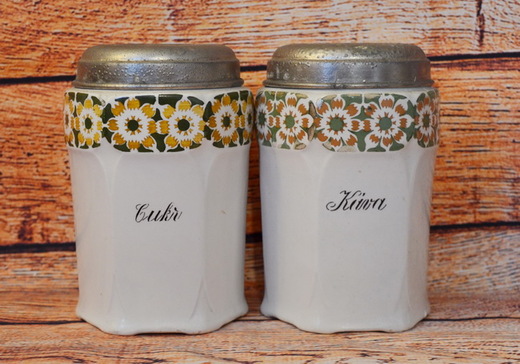 Starožitná porcelánová dóza Cukr + Káva