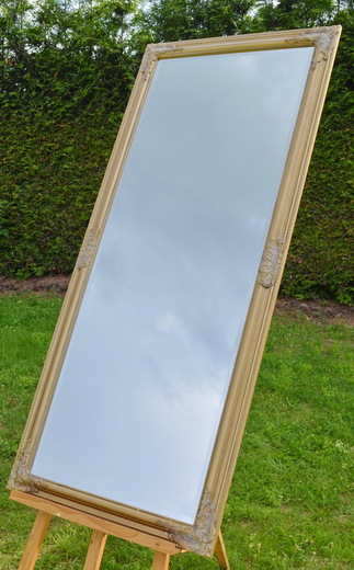 Barokní zrcadlo zlaté dřevěné s fazetou 162x72cm