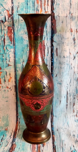 Velká váza barevná mosazná 31cm