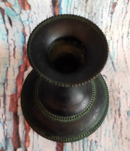 Mosazný černo zelený svícínek