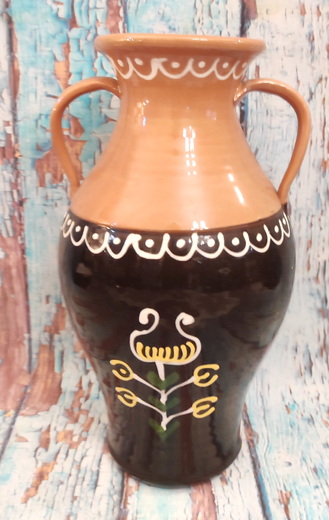 Selská keramická váza malovaná