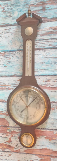Barometr velký tmavý rustikální dřevěný
