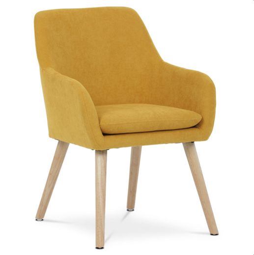 Relaxační křeslo žluté dřevěné masiv Autronic AK-310 YEL2