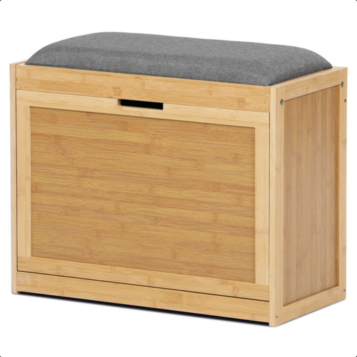 Dřevěný sedací botník z masivu dřevěný Autronic DR-N1014 GREY2