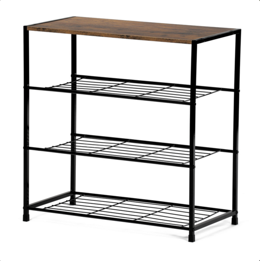 Kovový dřevěný botník 3 police Autronic GD-414 OLW