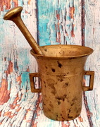 Mosazný starožitný hmoždíř 12cm + palička