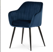 Jídelní židle PIKA BLUE4 sametová látka modrá, kov černý lak mat